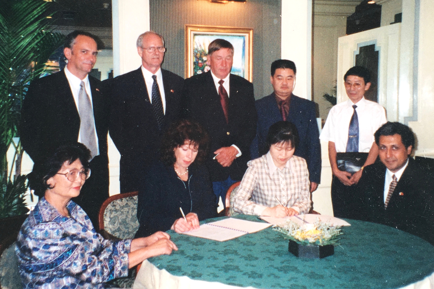 Contract signing, Beijing, China, 1998
